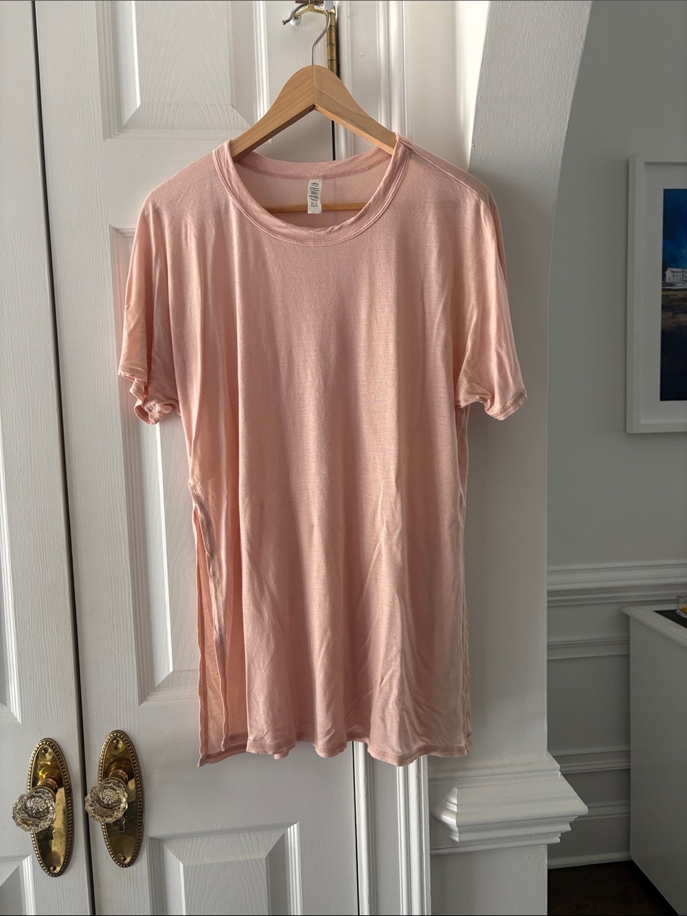 ALO | Sheer, Split Sides Ultra Soft Peach Short Sleeve T-Shirt (L)